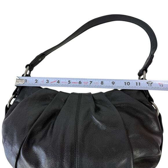 Simply Vera Wang Pleated Black Pebbled Leather Classic Hobo Shoulder Bag Purse - Picture 13 of 16